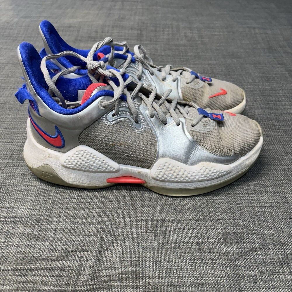 Nike PG 5 Silver Royal Blue Crimson Mens Basketball Shoe CW3143 005 Size 7